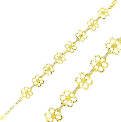 Gümüş Gold Sarı Papatya Bayan Bileklik SL2842
