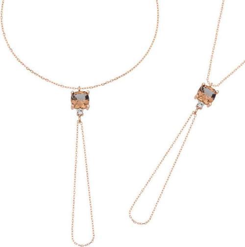 Gümüş Rose Zültanit Taşlı Kare Şahmeran  SL4384
