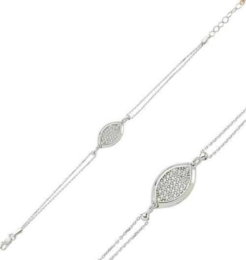 Gümüş Beyaz Taşlı Bayan Bileklik  SL1520