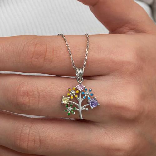 Gümüş Renkli Hayat Ağacı Kadın Kolye SL9134