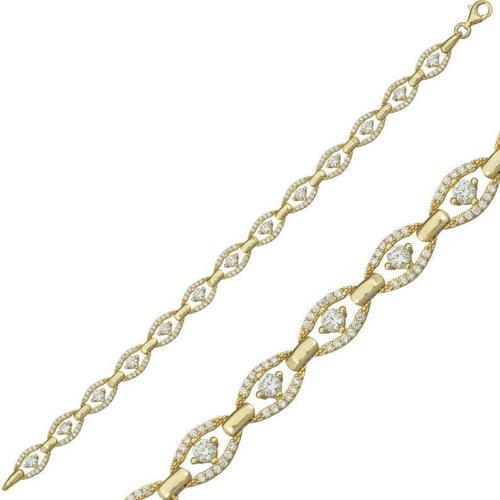 Gümüş Gold Oval Su Yolu Bayan Bileklik SL4582