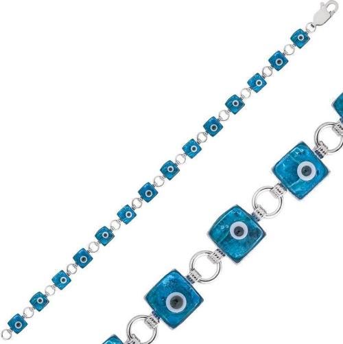 Gümüş Kare Nazar Bayan Bileklik SL1414