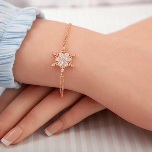​Gümüş Rose Kar Çiçeği Kadın Bileklik SL5361