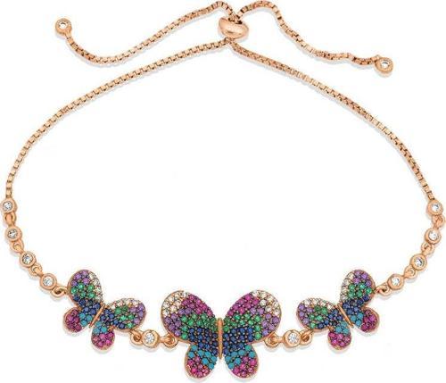 Gümüş Rose Kelebekli Asansör Bileklik SL1551