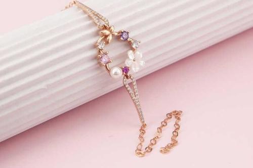 Gümüş Rose Kalp Manolya Çiçeği Kelebek Kadın Bileklik SL5387