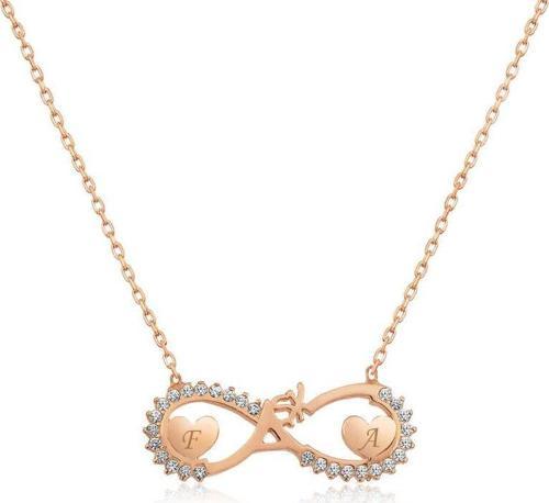 Gümüş Rose Kalpli Sonsuz Aşk Kolye SL3382