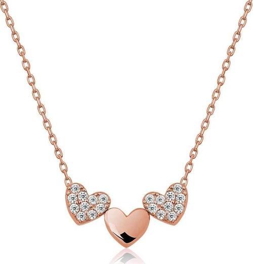 Gümüş Rose Üç Kalp Bayan Kolye SL3495