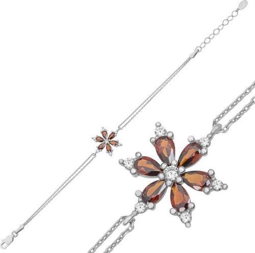 Gümüş Kırmızı Lotus Çiçeği Bileklik SL4958