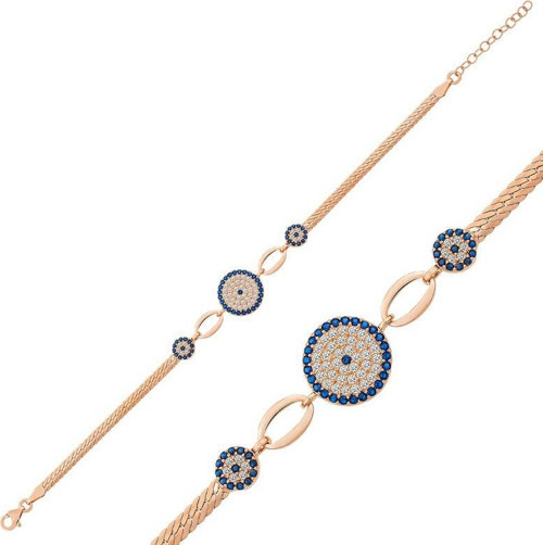 Gümüş Rose Nazar Boncuklu Bileklik SL3832