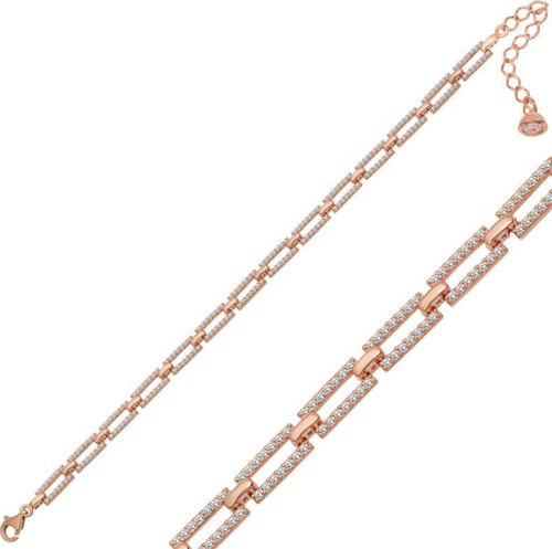 Gümüş Rose Kare Taşlı Kadın Bileklik SL5041