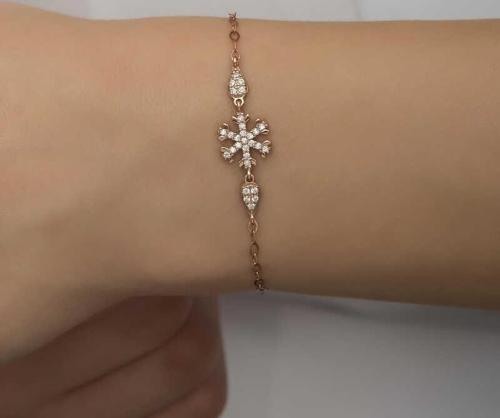 Gümüş Rose Kar Tanesi Kadın Bileklik SL5198