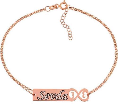 Gümüş Rose Kişiye Özel Sonsuzluk İsimli Bayan Bileklik SL2718