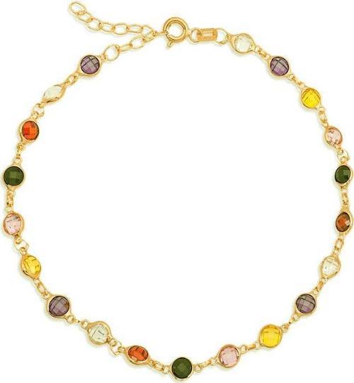 Gümüş Gold Renkli Taşlı Kadın Bileklik SL6354