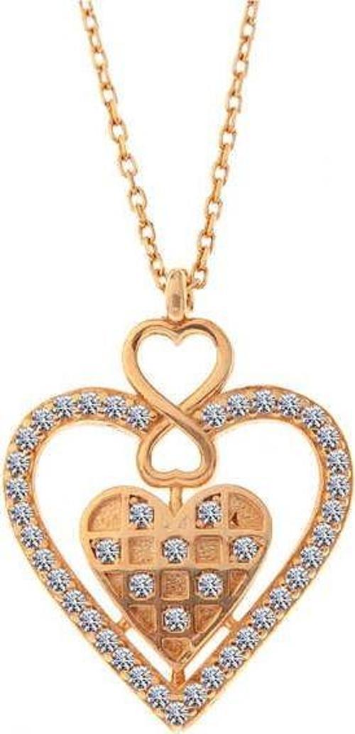 Gümüş Rose Kalp Sonsuzluk Kadın Kolye SL5481