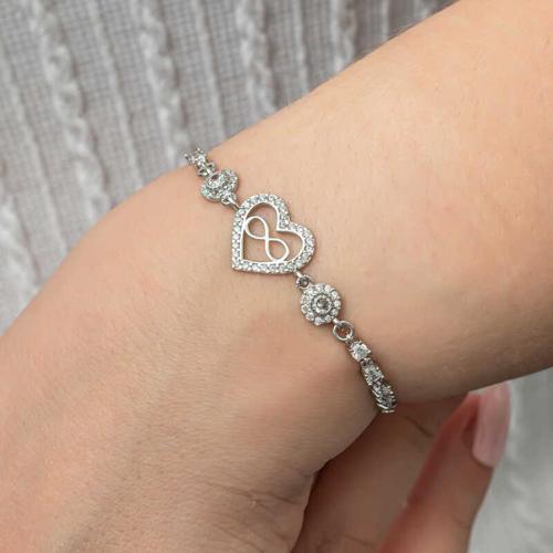 Gümüş Kalp Sonsuzluk Kadın Su Yolu Bileklik SL7385