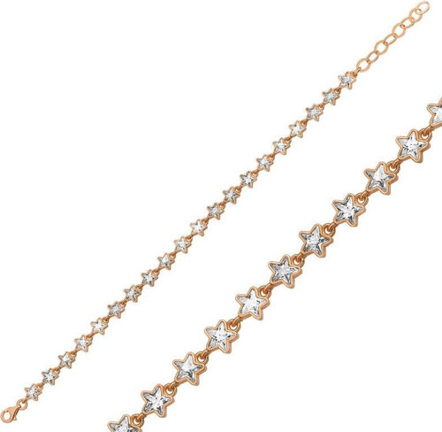 Gümüş Rose Beyaz Yıldız Bayan Bileklik SL3716