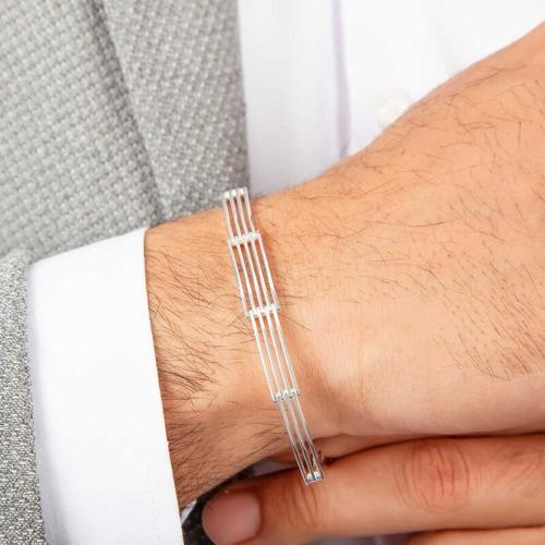 ​Gümüş Parçalı Erkek Bileklik SL5354