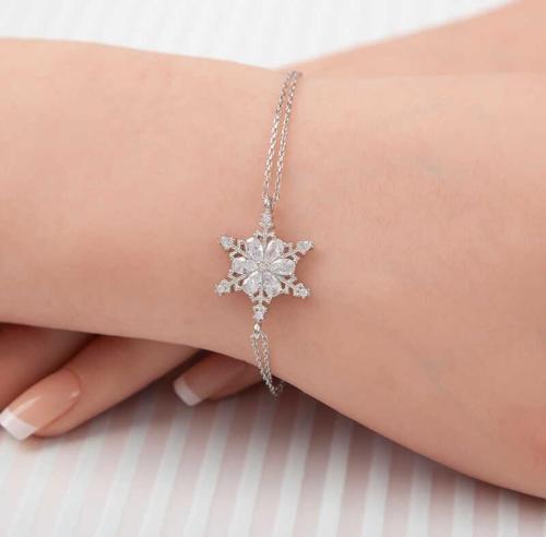Gümüş Kar Çiçeği Kadın Bileklik SL5360