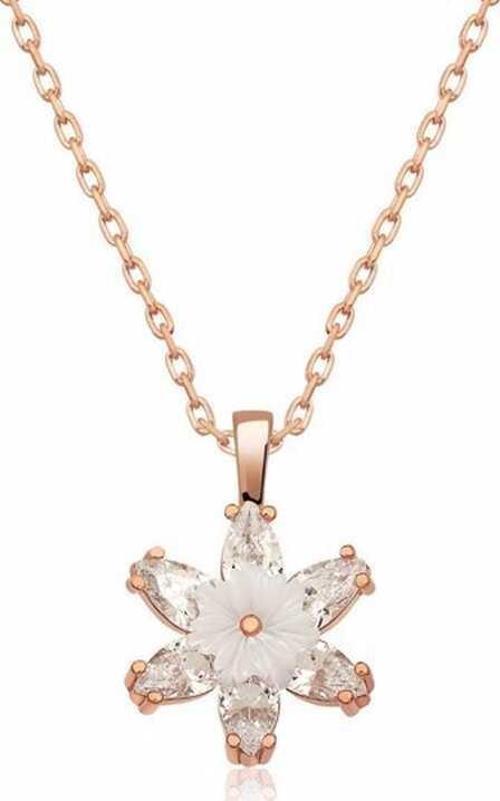 Gümüş Rose Beyaz Lotus Çiçeği Kolye  SL3050