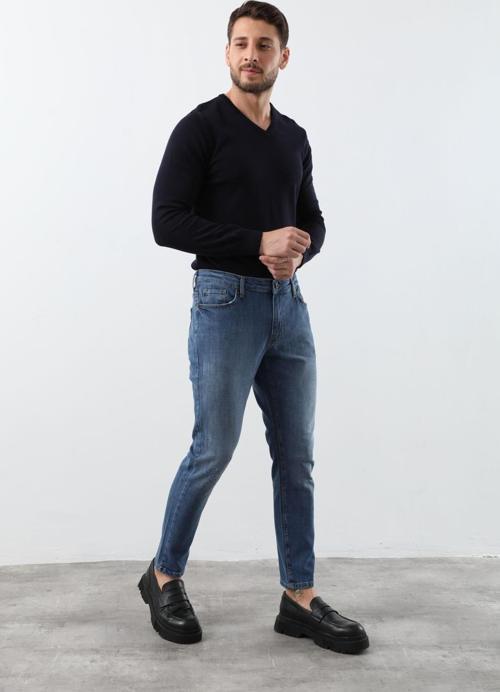 Erkek Açık Mavi Straight Fit Jean Pantolon