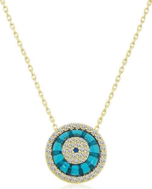 Gümüş Gold Camgöz Nazar Bayan Kolye SL3945