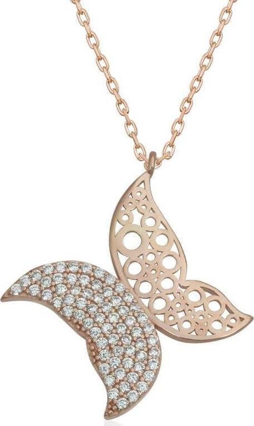 Gümüş Rose Kelebek Kadın Kolye SL4742