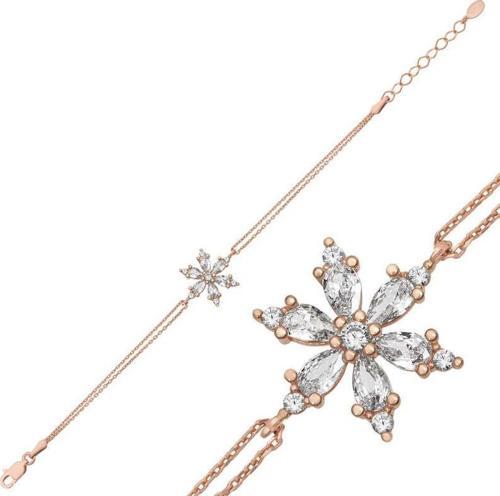 Gümüş Rose Beyaz Lotus Çiçeği Kadın Bileklik SL4959