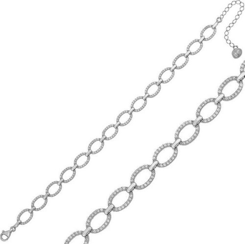 Gümüş Oval Taşlı Bayan Bileklik SL4196