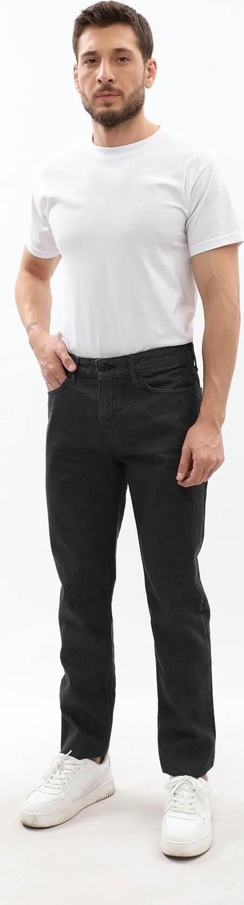 Erkek Regular Fit Koyu Gri Jean Pantolon