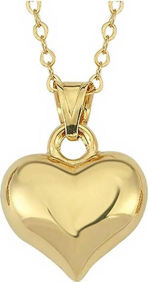 Gümüş Küçük 3 Boyutlu Gold Kalp Kadın Kolye SL5751
