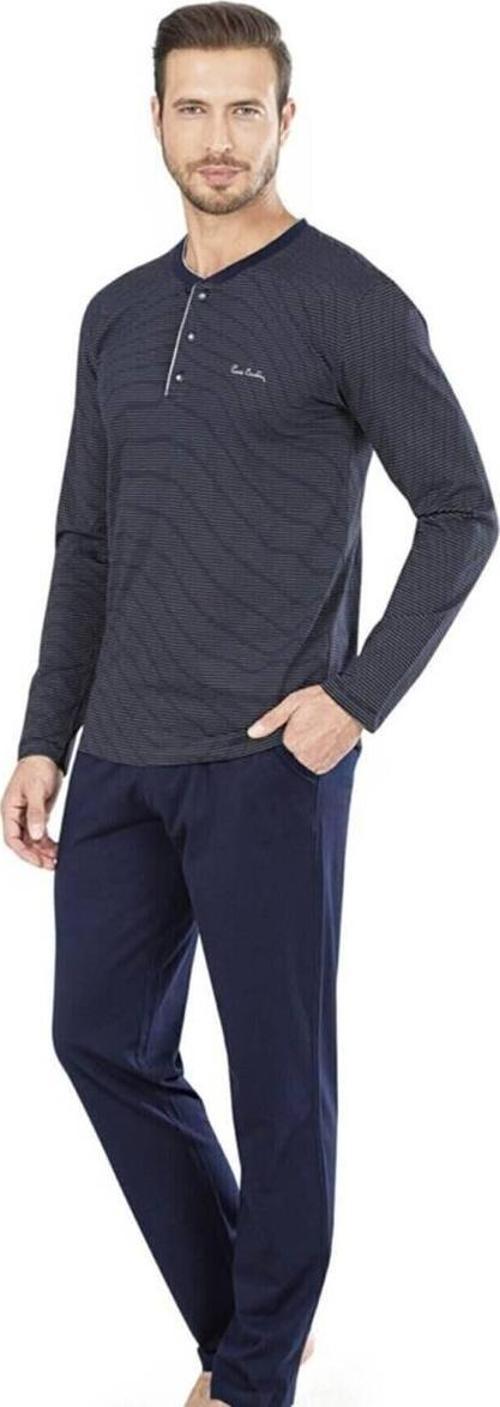 Erkek Penye Çizgili Pijama Lacivert