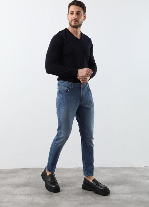 Erkek Açık Mavi Straight Fit Jean Pantolon