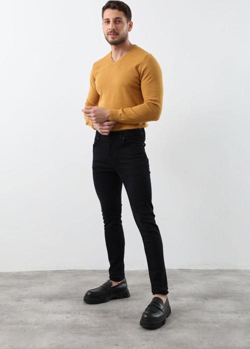 Erkek Koyu Lacivert Straight Fit Jean Pantolon