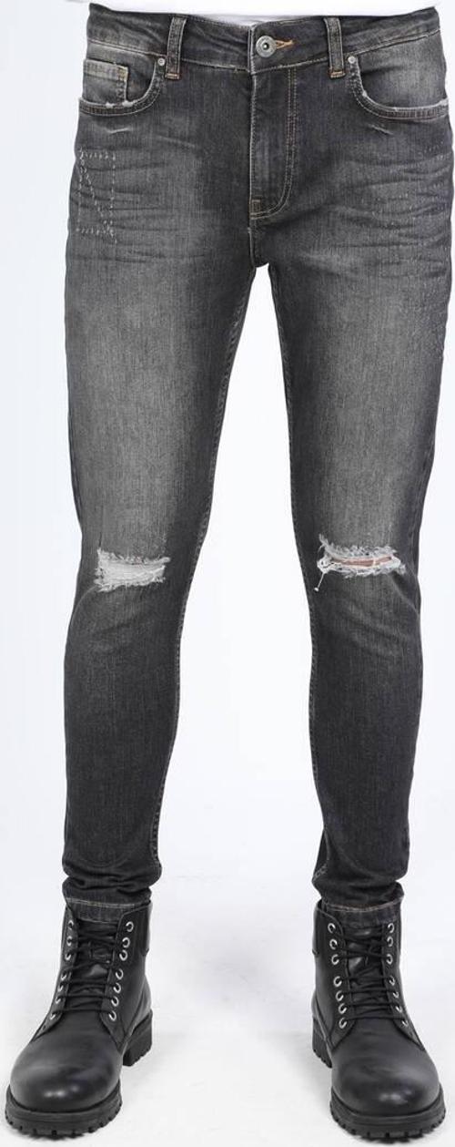 Siyah Yırtık Skinny Fit Erkek Jean Pantolon