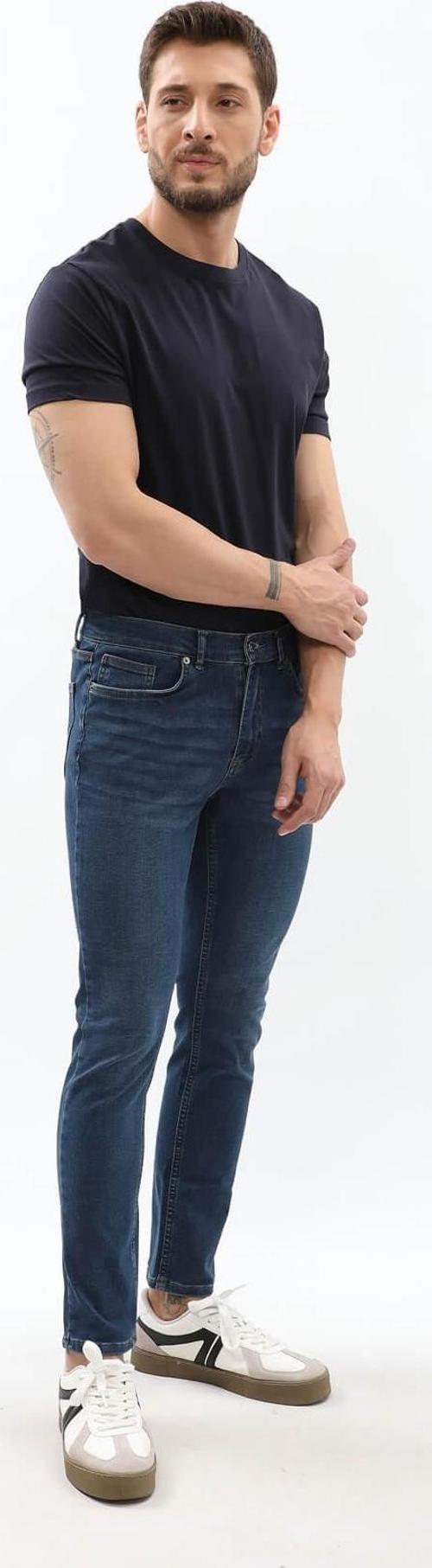 Erkek Slim Fit Likralı Mavi Jean Pantolon