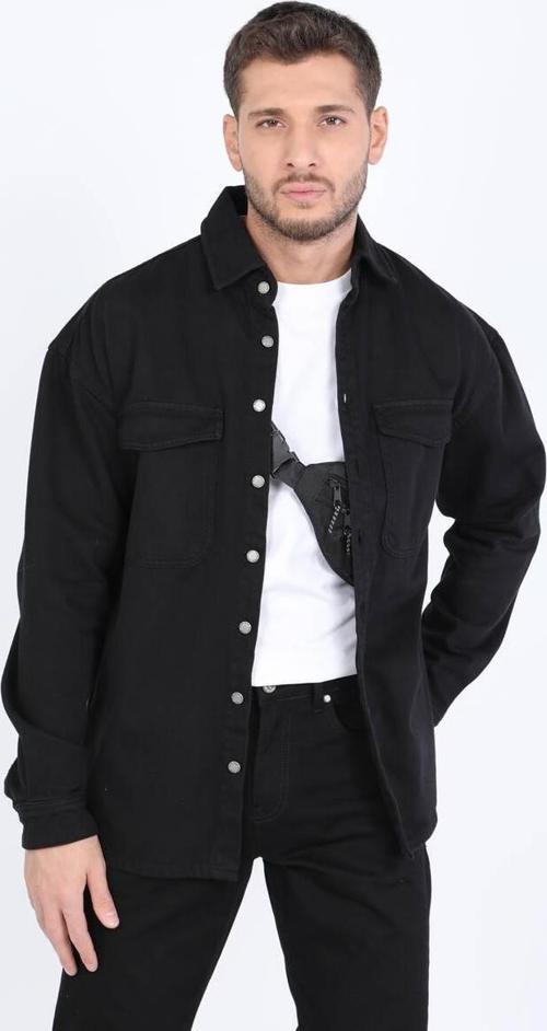 Erkek Oversize Jean Gömlek Siyah