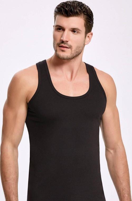 Siyah Süprem Erkek Atlet   5 Adet