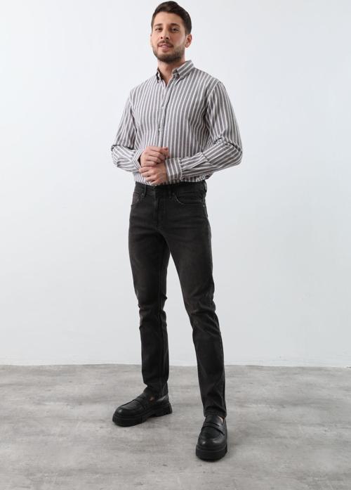 Erkek Siyah Düz Kesim Jean Pantolon
