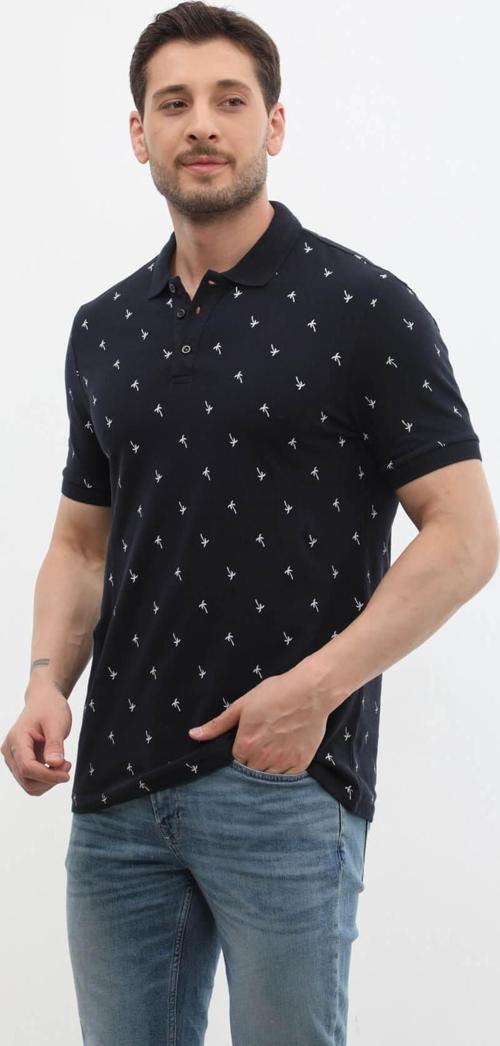 Erkek Polo Yaka Yaprak Desenli %100 Pamuk Tişört