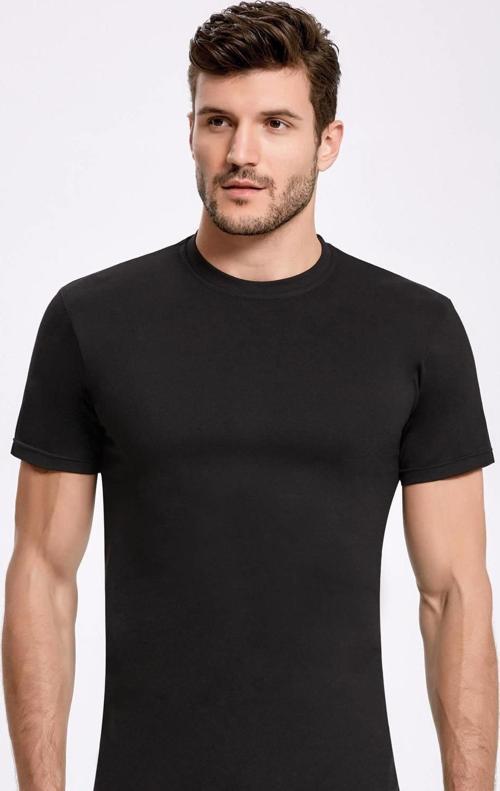 Siyah Bisiklet Yaka Erkek T-Shirt