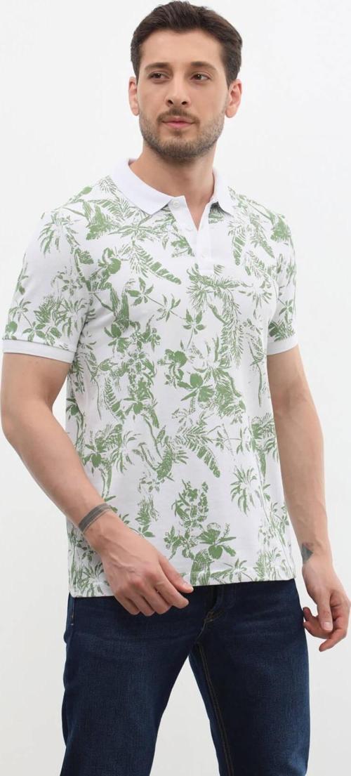 Erkek Polo Yaka Orman Desenli %100 Pamuk Tişört