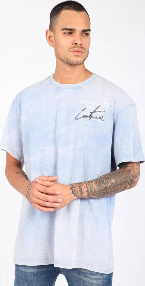 Erkek Buz Mavisi Batik Bisiklet Yaka T-shirt