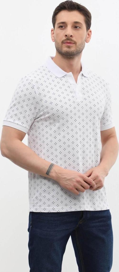 Erkek Polo Yaka Domino Desenli %100 Pamuk Tişört