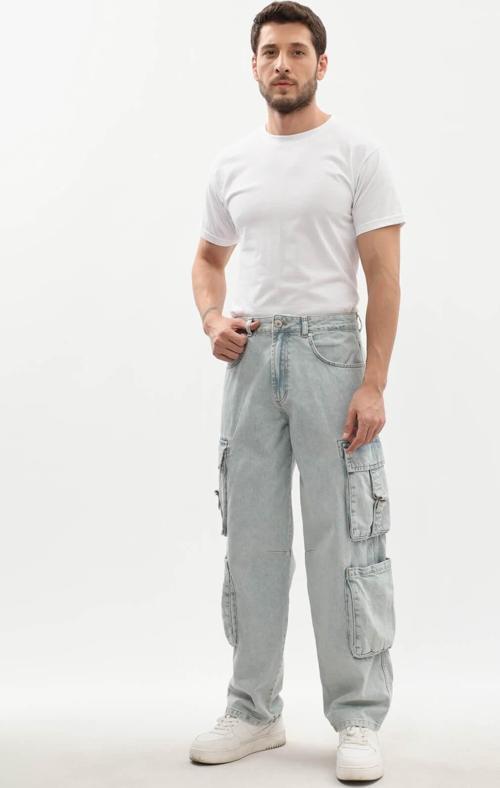 Erkek Kargo Cepli Jean Pantolon