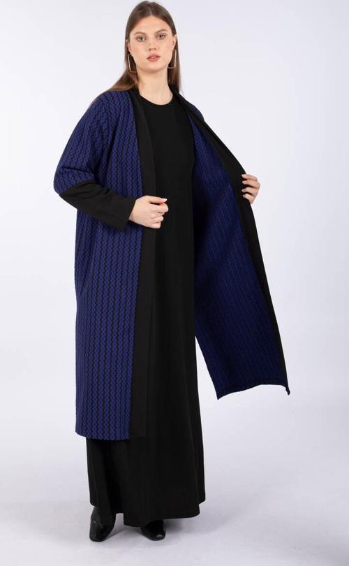 Kadın Büyük Beden Elbise Hırka Takım Saks Mavisi