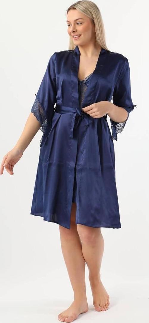 Kadın Saten Dantelli Gecelik Sabahlık Takım