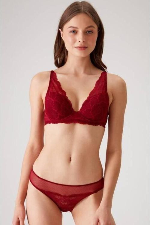 Dolgulu Bralet Sütyen Takım Bordo