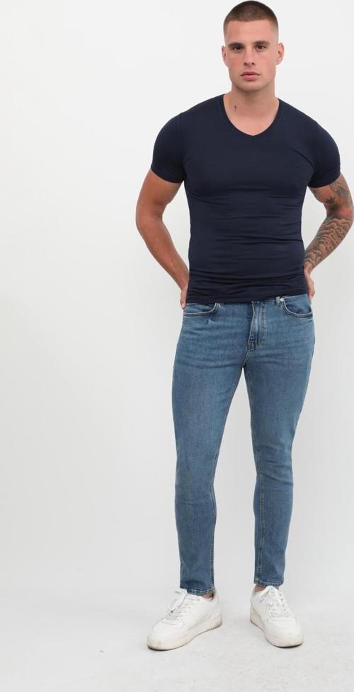 Erkek Süper Skinny Fit Düşük Bel Dar Kesim Dar Paça Likralı Mavi Jean Pantolon