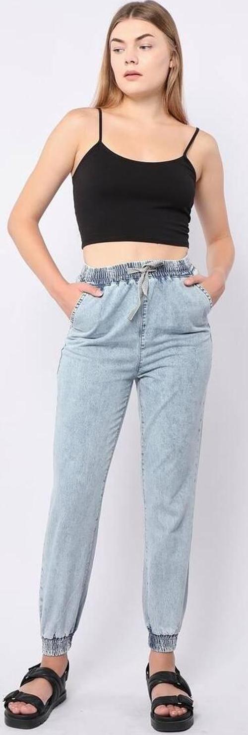 Kadın Lastikli Jogger Pantolon Açık Mavi