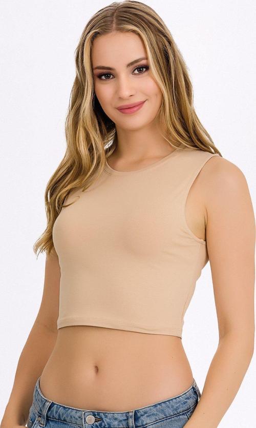 Kadın Likralı Kolsuz Crop